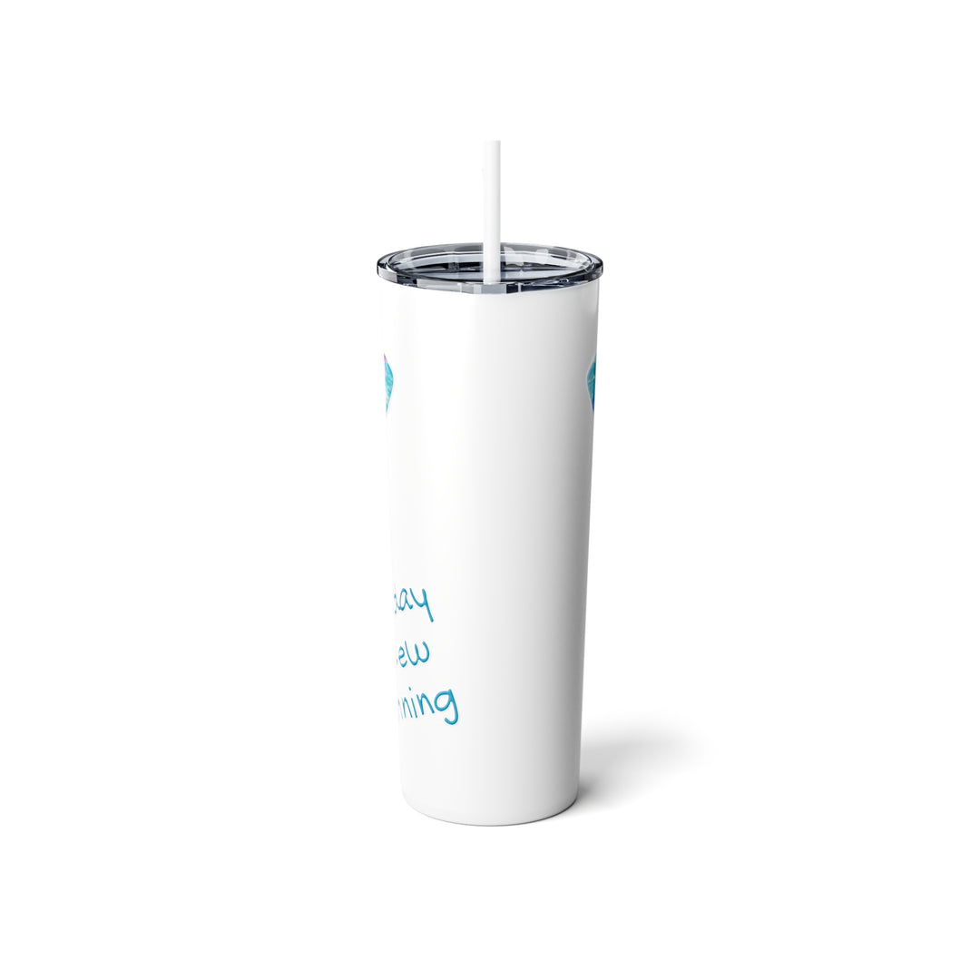 Single Butterfly New Start Skinny Steel Tumbler with Straw, 20oz