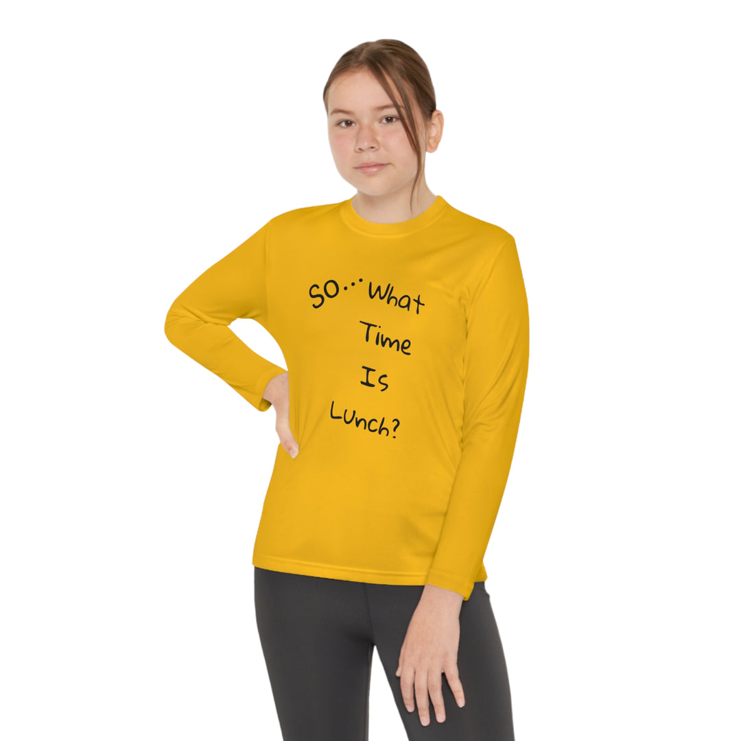 What time is lunch? Youth Long Sleeve Competitor Tee