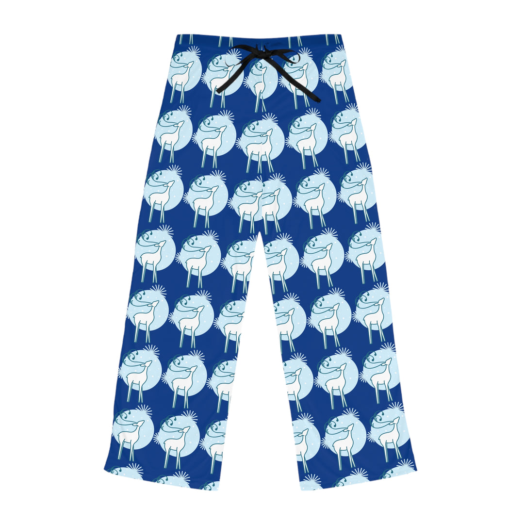 Dark Blue Women's Reindeer in the Snow Christmas Pajama Pants (AOP)
