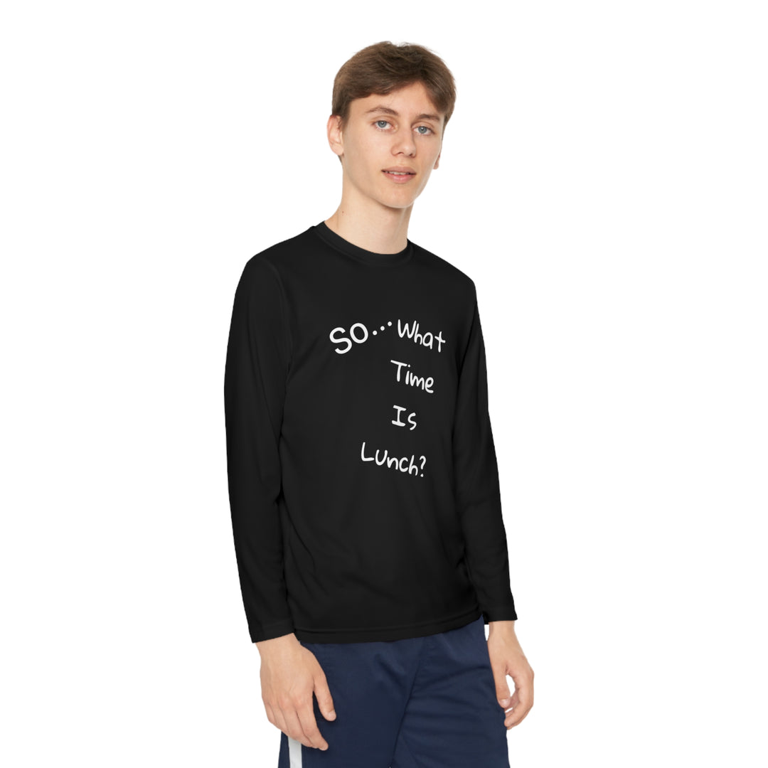 What time is lunch? Youth Long Sleeve Competitor Tee