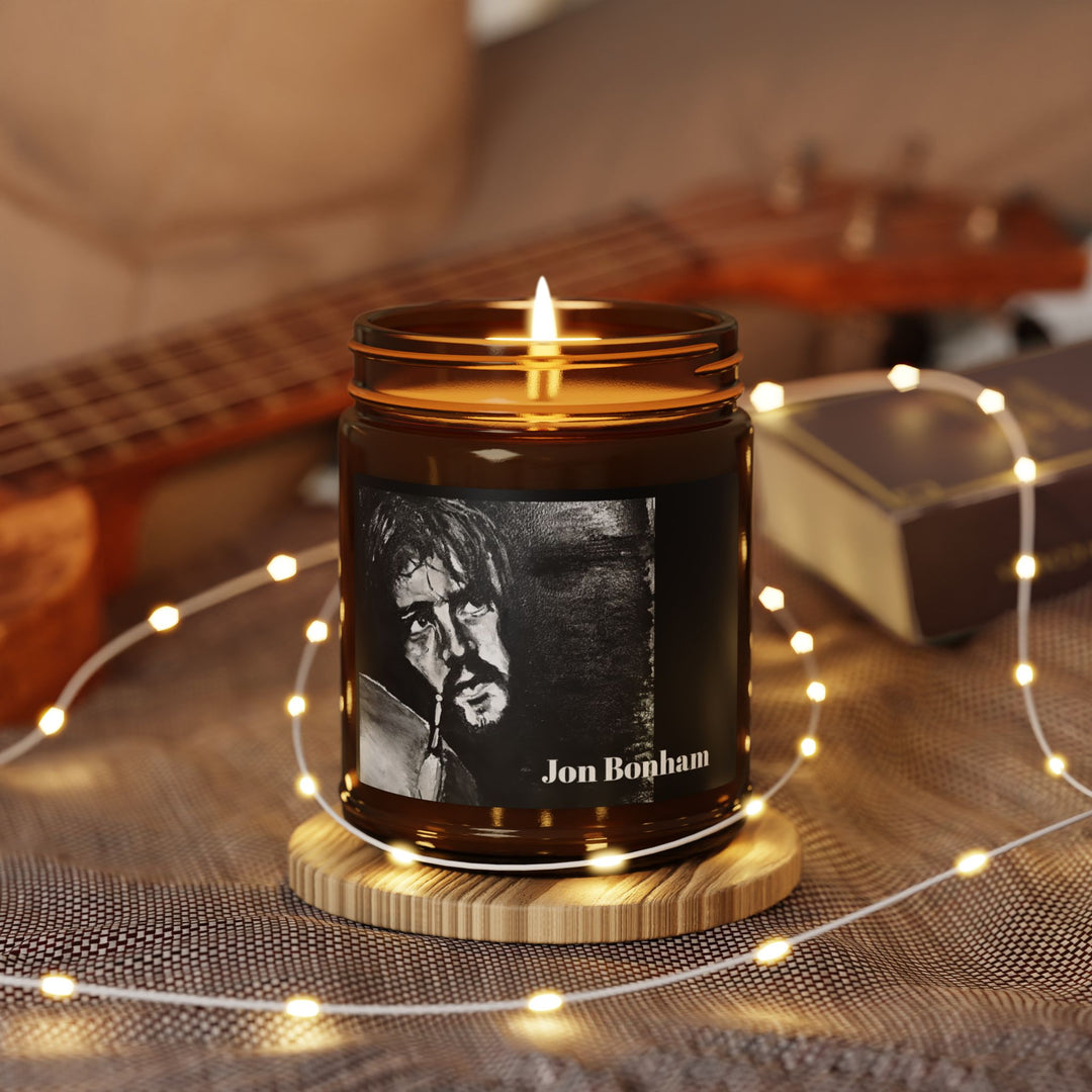 Soy Candle (Amber Jar) - Jon Bonham Rock and Roll Portrait - Christmas Warmth Scent or Unscented