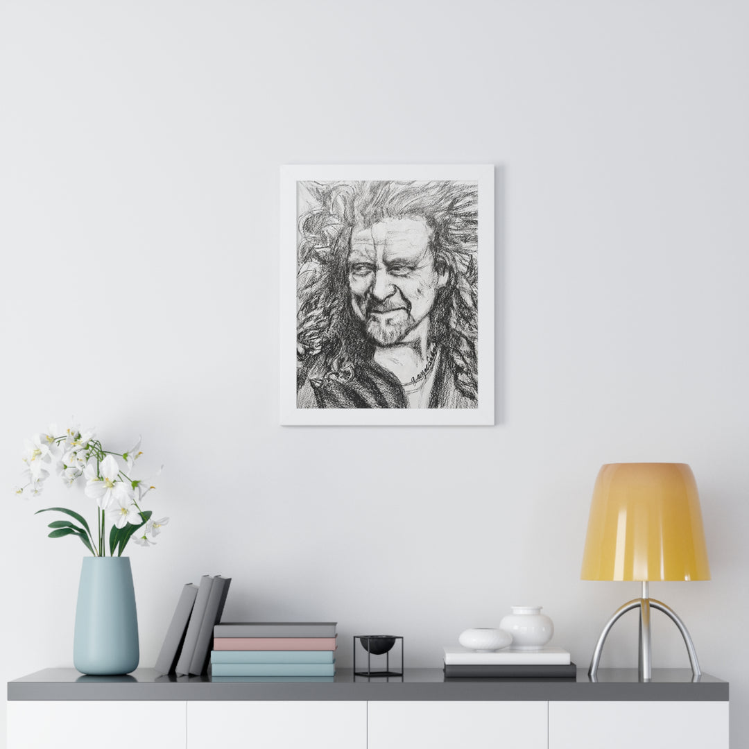 Vertical Poster - Robert Plant B&W Rock and Roll Series Framed Art Print