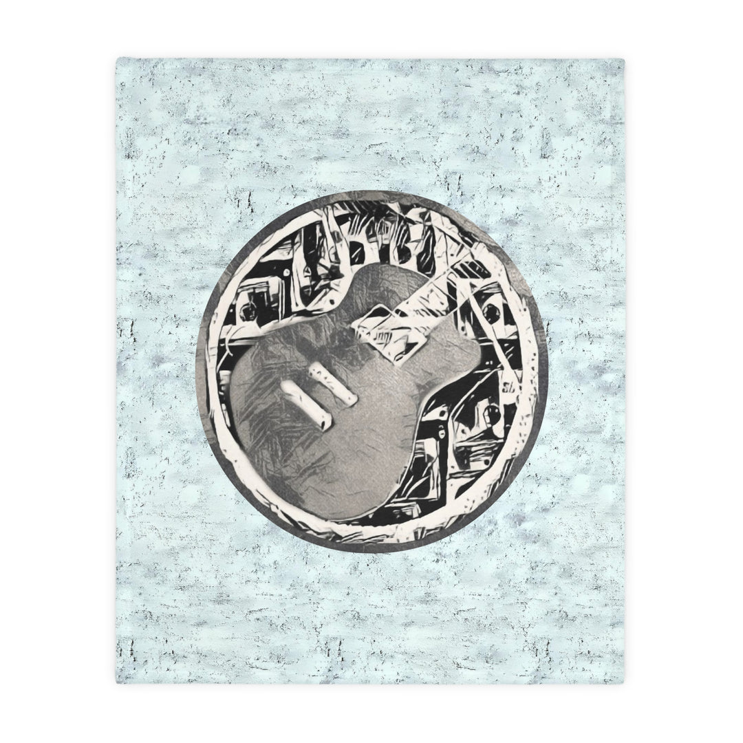 Grey Little Sketchy on Textured Blue Velveteen Minky Blanket (Two-sided print)