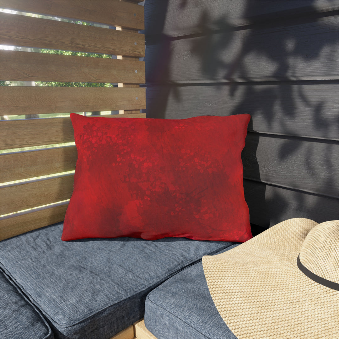 Marbled Deep Red Outdoor Pillows
