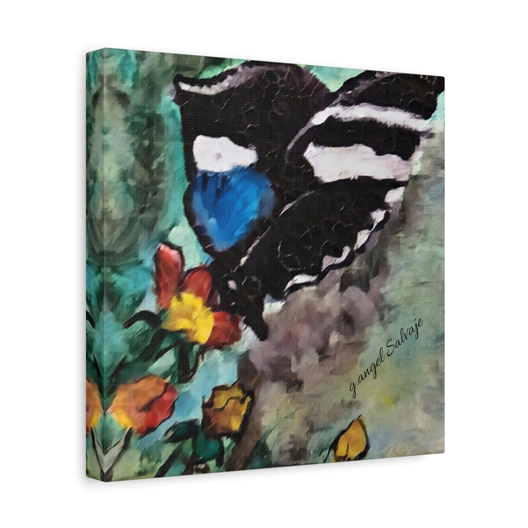 Canvas Print - Swallowtail Butterfly and Flower Painting by G Angel Salvaje