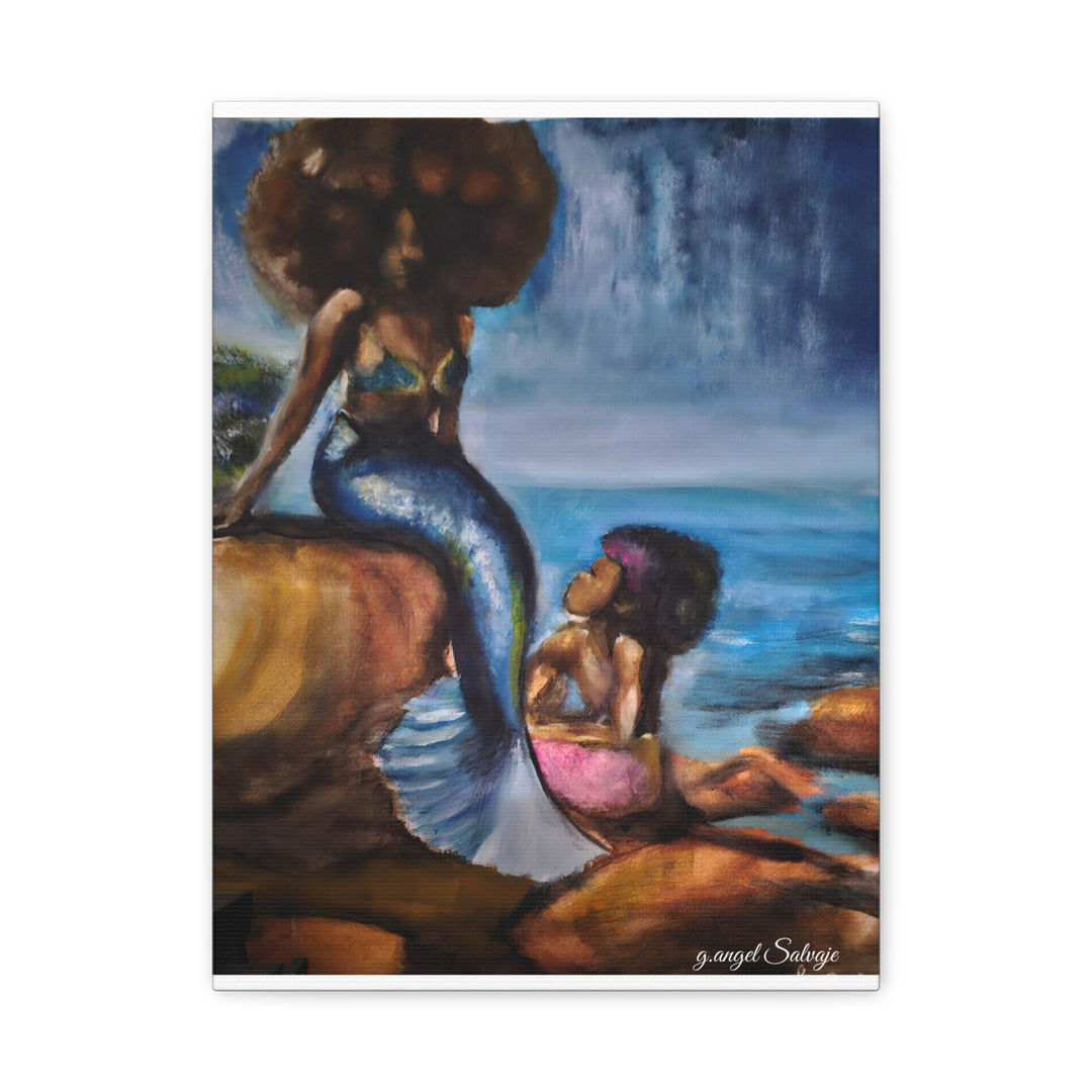 Canvas Print - Mermaid and Child Seaside Art