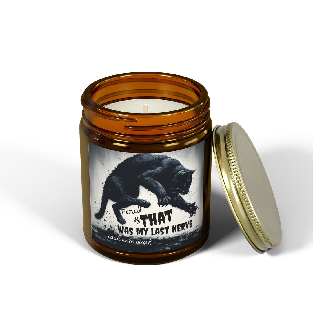 Scented Candle - Cashmere Musk Feral Cat Pouncing Design
