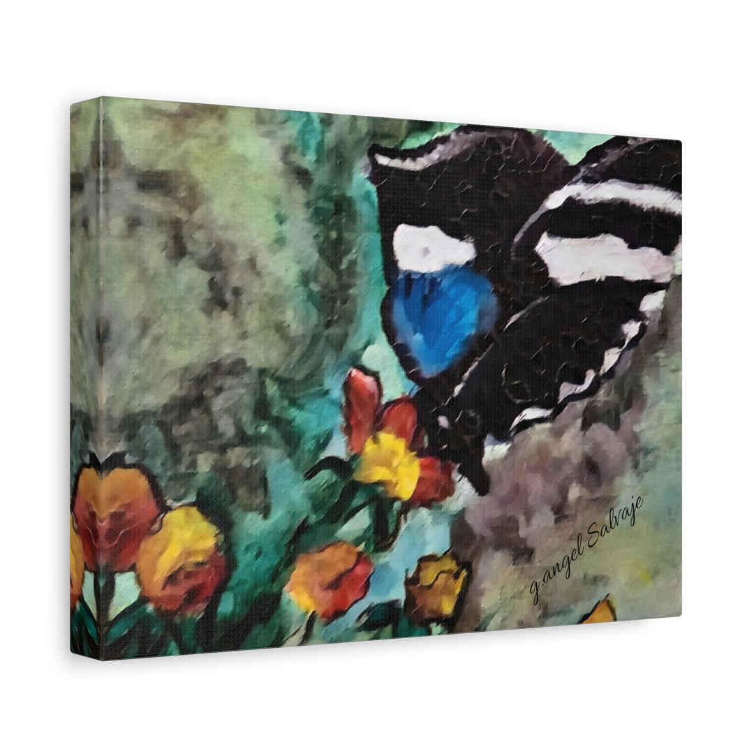 Canvas Print - Swallowtail Butterfly and Flower Painting by G Angel Salvaje