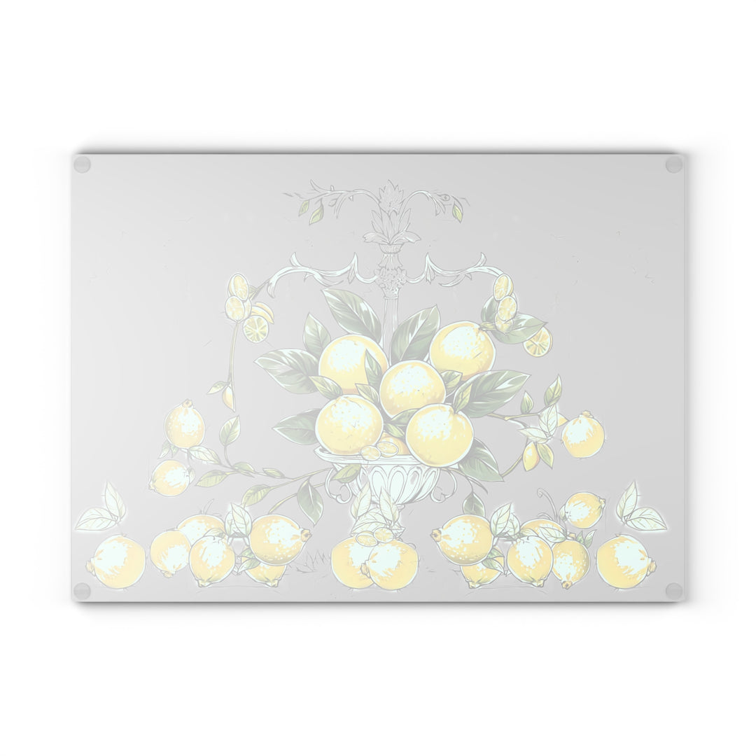 Grey Bunches of Lemons Centerpiece Glass Cutting Board