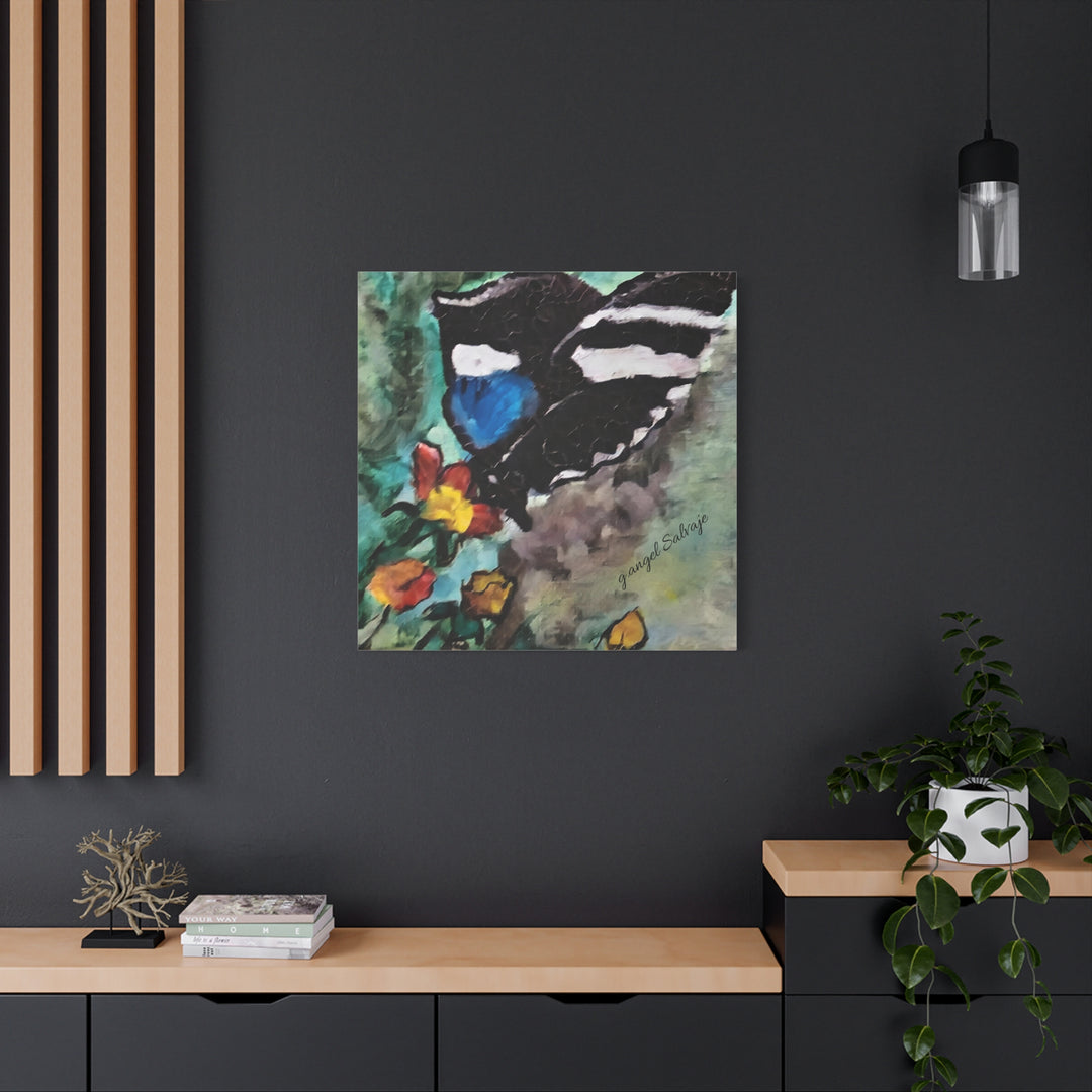 Canvas Print - Swallowtail Butterfly and Flower Painting by G Angel Salvaje