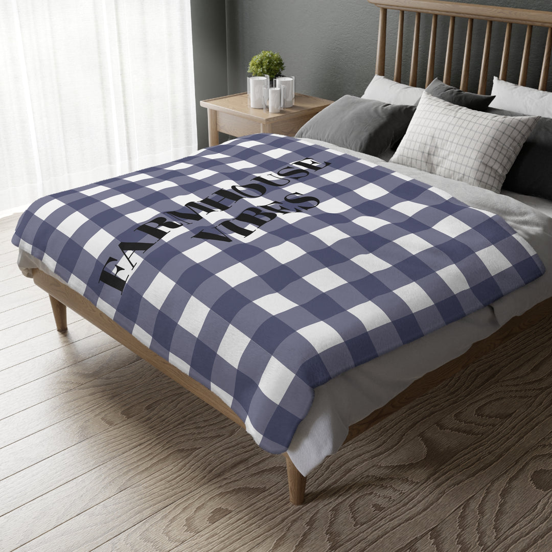 Farmhouse Vibes Velveteen Minky Blanket (Two-sided print)