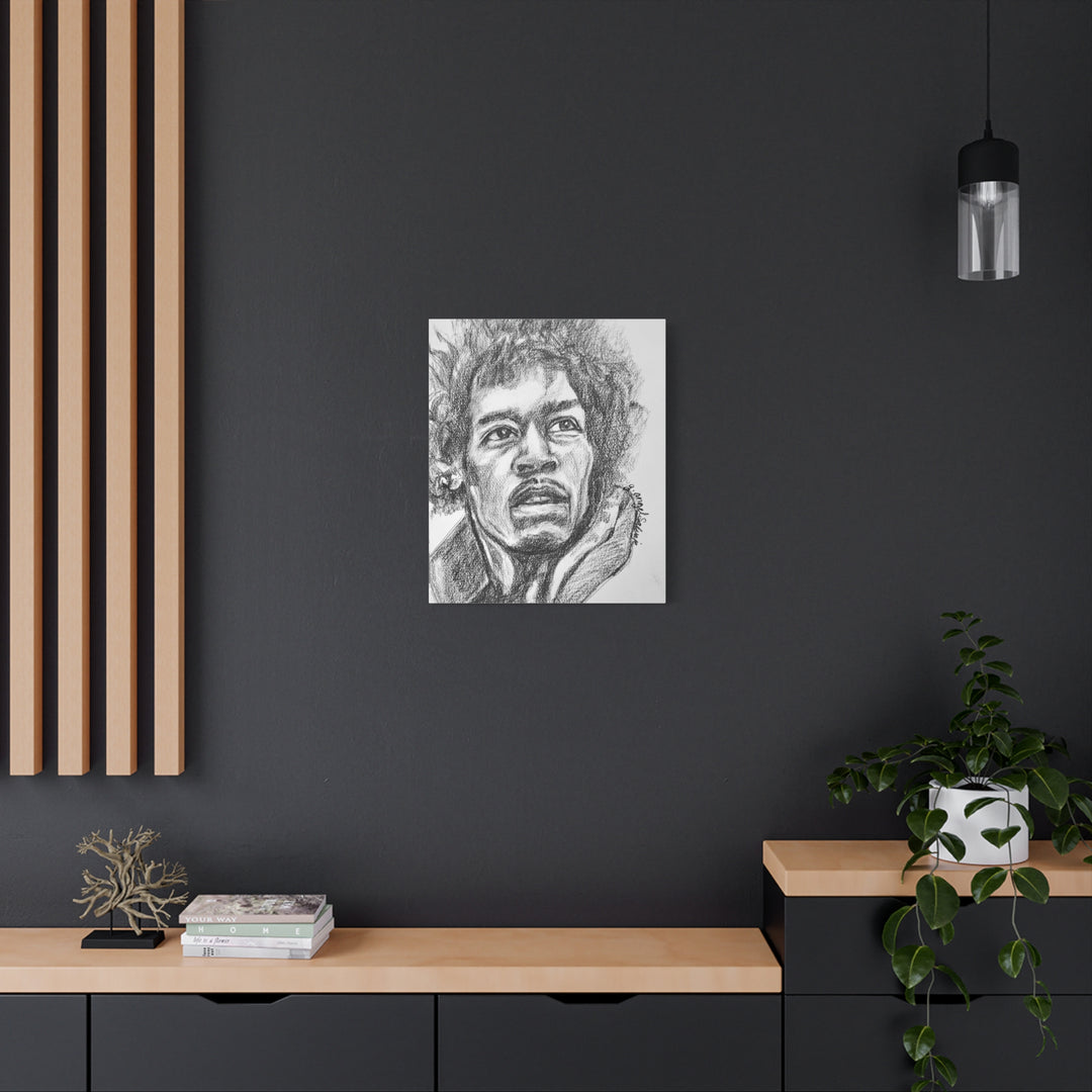 Jimi Hendrix,  B&W Rock and Roll Series Matte Canvas, Stretched, 1.25"