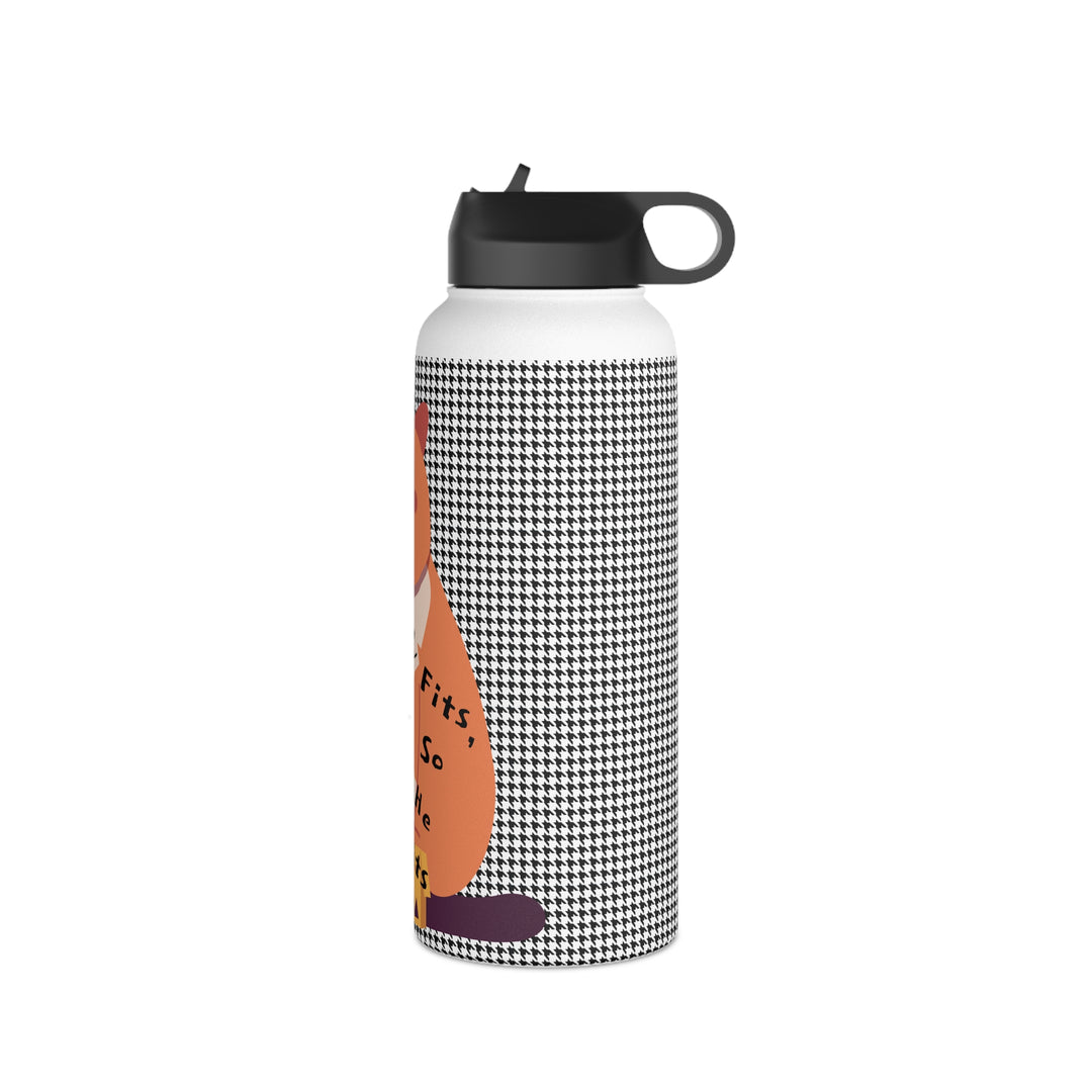 Fitz cat fits and sits Stainless Steel Water Bottle, Standard Lid