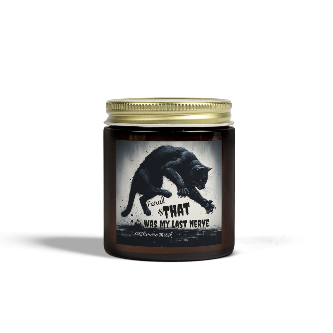 Scented Candle - Cashmere Musk Feral Cat Pouncing Design