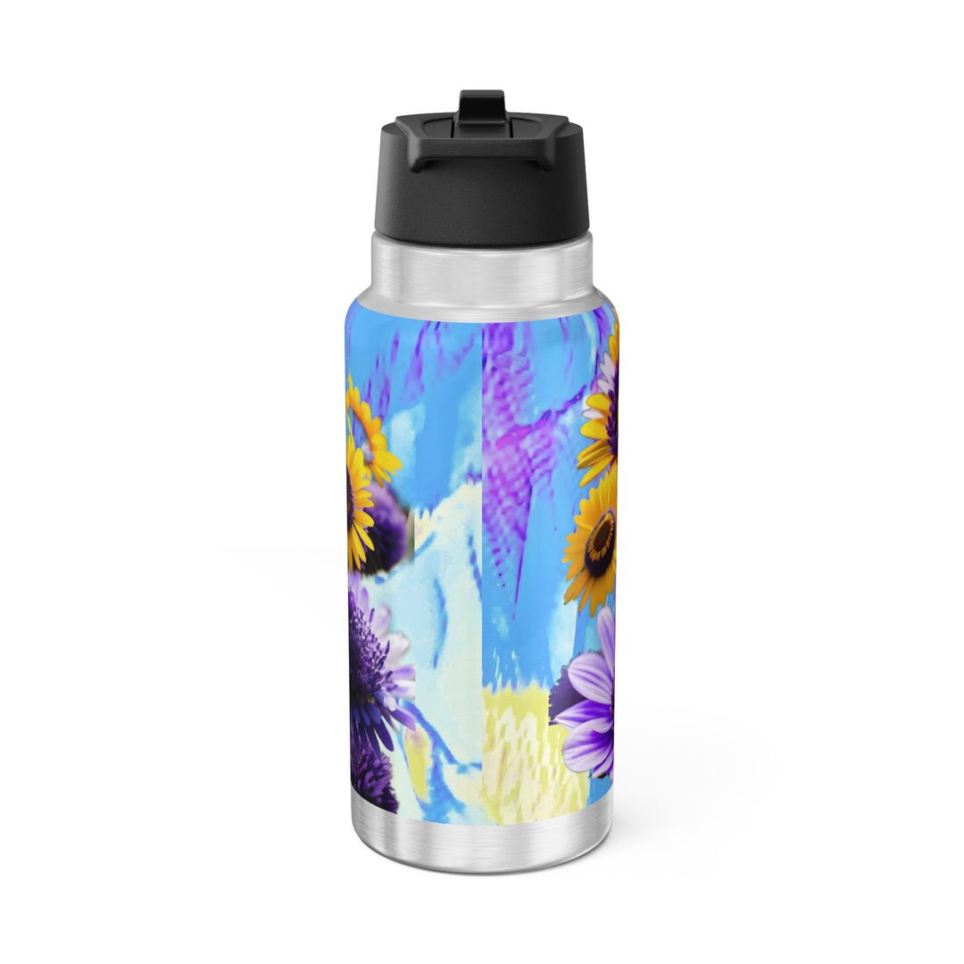 Purple Flower and Daisey Burst Gator Tumbler, 32oz
