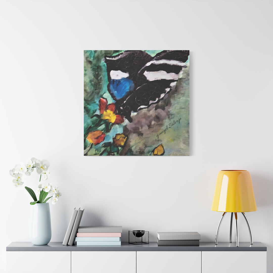 Canvas Print - Swallowtail Butterfly and Flower Painting by G Angel Salvaje