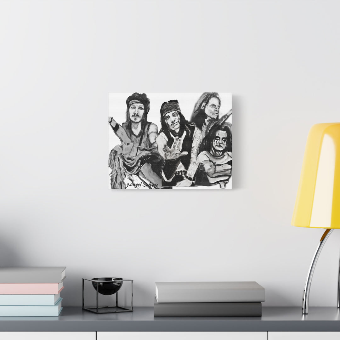 Canvas Wall Art - Alice Cooper and Guitarists Black and White Rock and Roll Series Painting