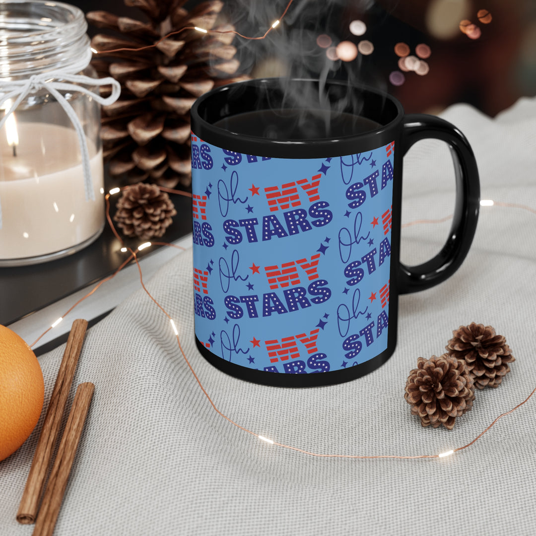 Patriotic Oh My Stars and Stripes Black Mug