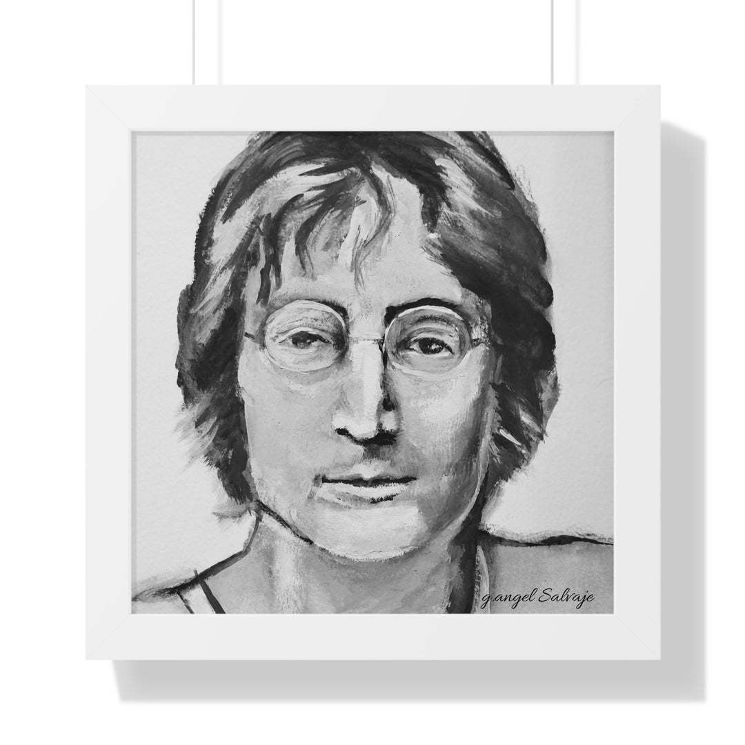 Vertical Poster - John Lennon Portrait by g angel Salvaje Black and White Rock and Roll Series