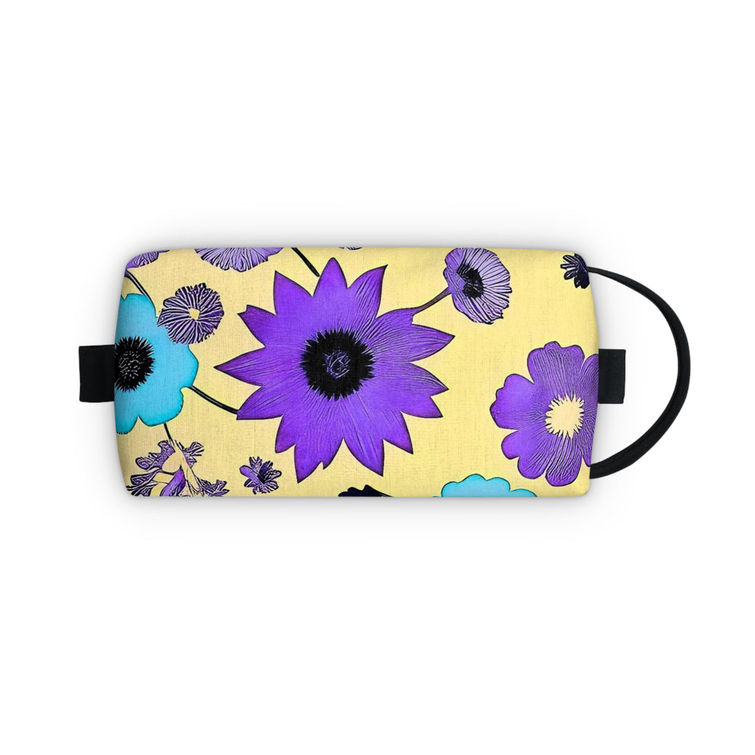 Purple Flowers Dancing on Sunshine Toiletry Bag