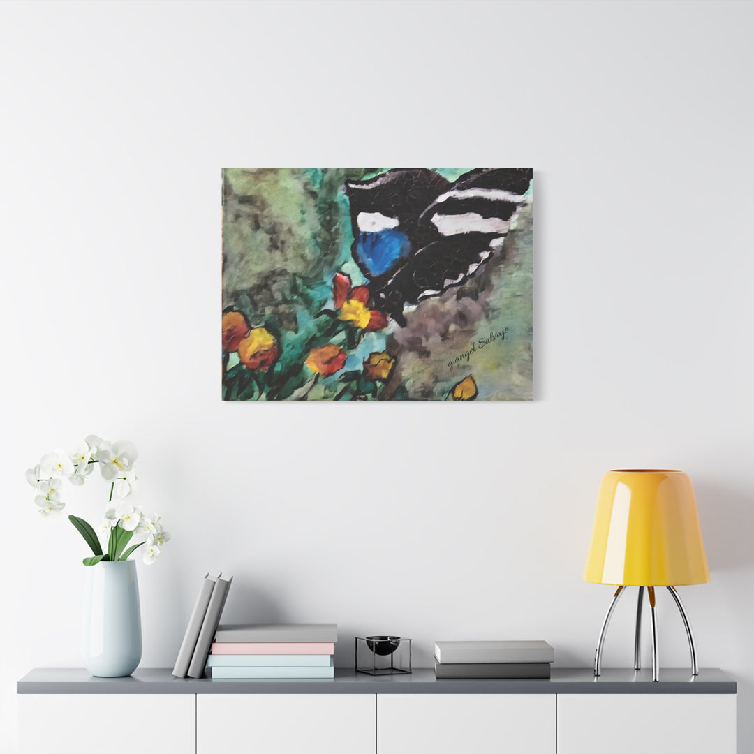 Canvas Print - Swallowtail Butterfly and Flower Painting by G Angel Salvaje