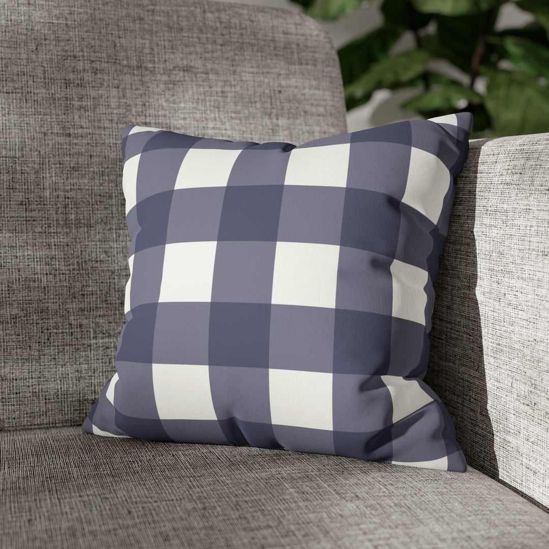 Country Grey Gingham Faux Suede Square Pillow Case