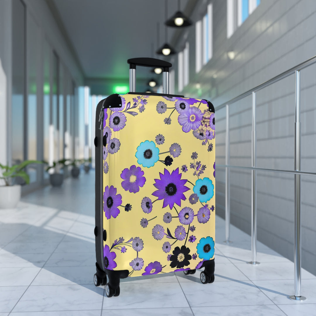 Purple Flowers Dancing on Sunshine Suitcase