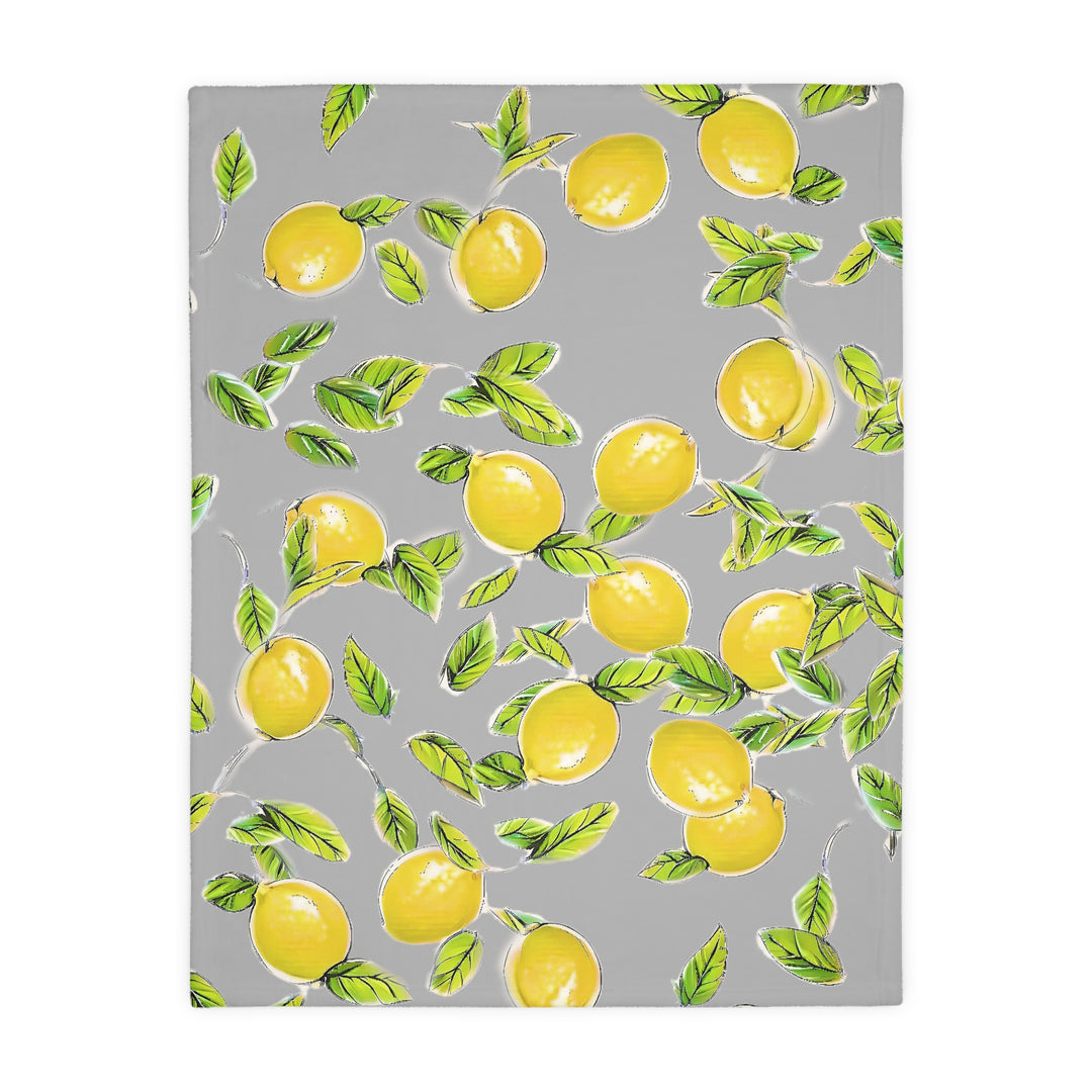 Grey Lemon Velveteen Minky Blanket (Two-sided print)