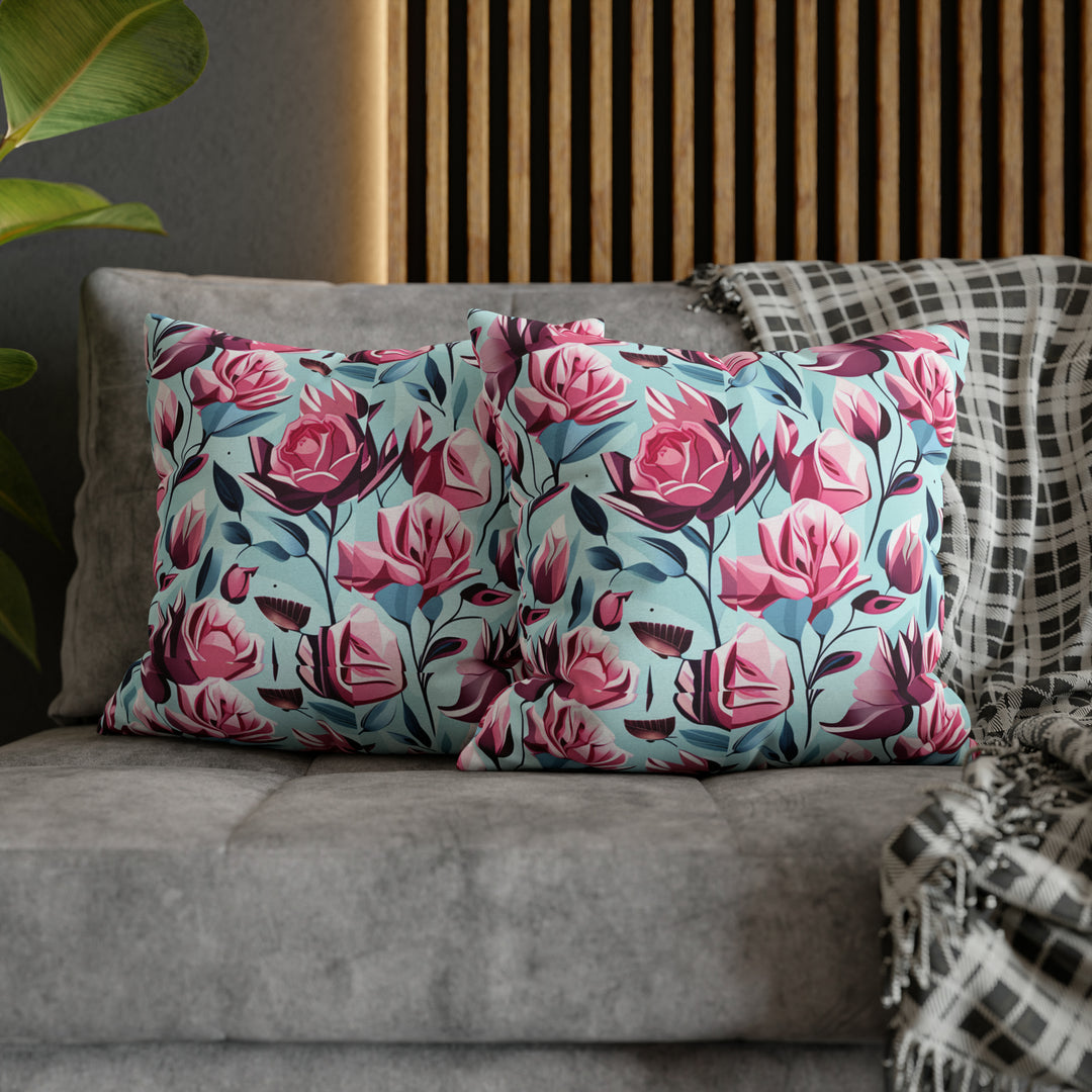 Roses are Pink small print  Spun Polyester Square Pillow Case