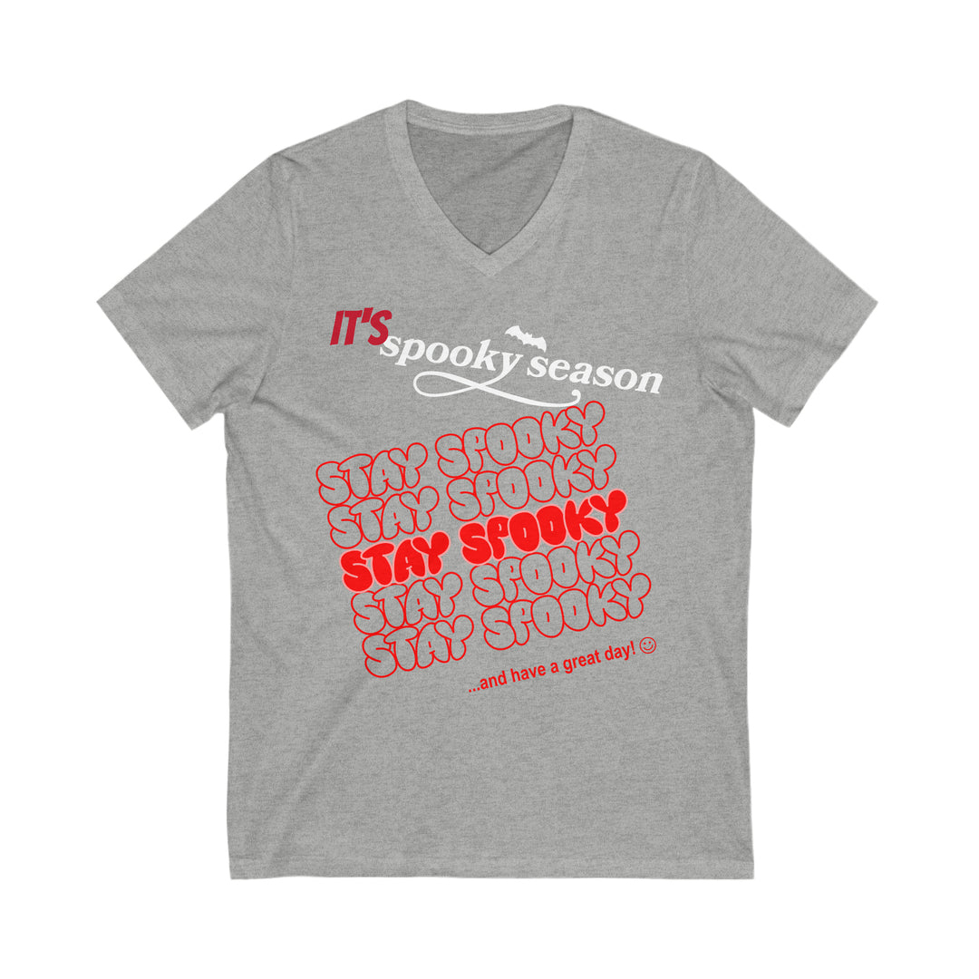 Stay spooky and have a Great Day, Halloween, Unisex Jersey Short Sleeve V-Neck Tee