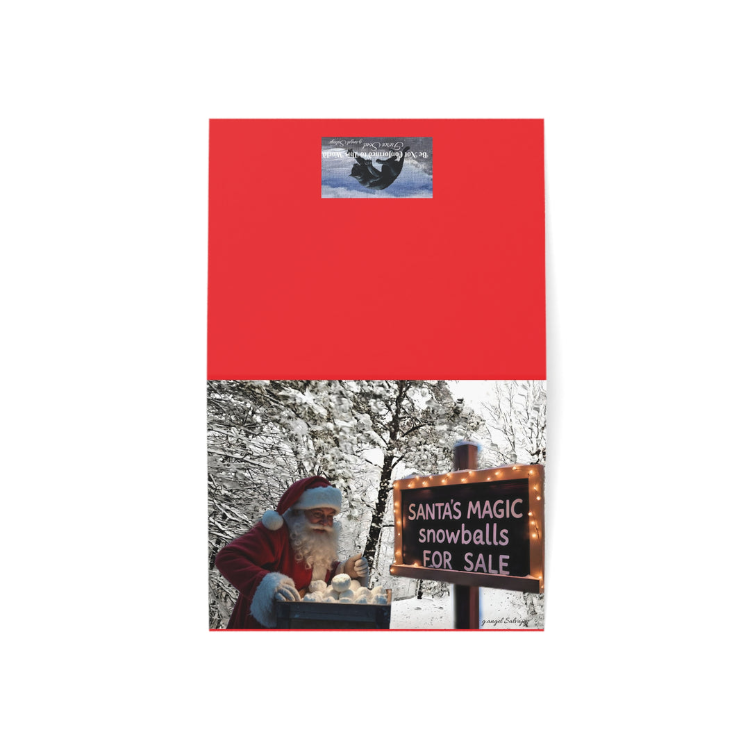 Festive Holiday Greeting Cards - Santa's Magic Snowballs Design with Bible Verse & message(1, 10, 30, 50 pcs)