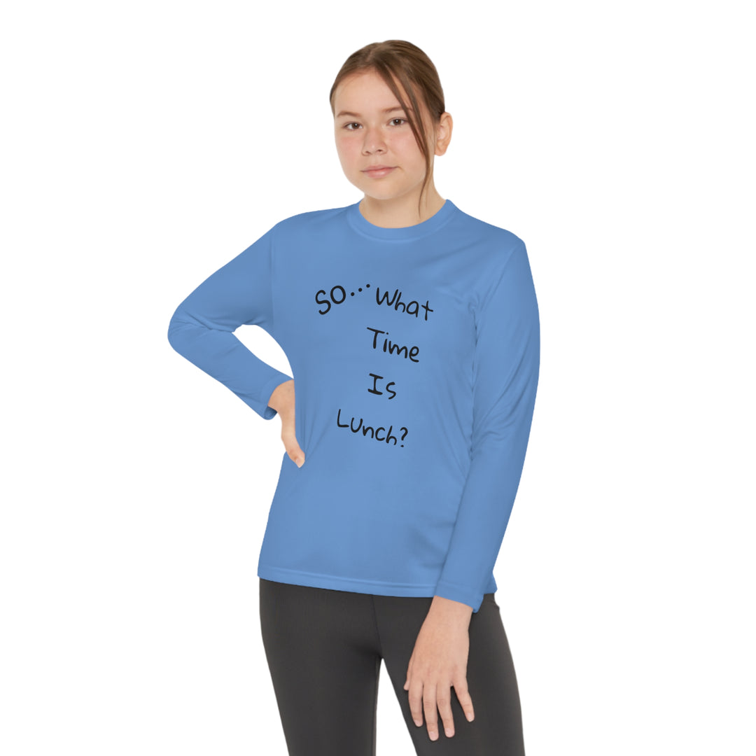 What time is lunch? Youth Long Sleeve Competitor Tee