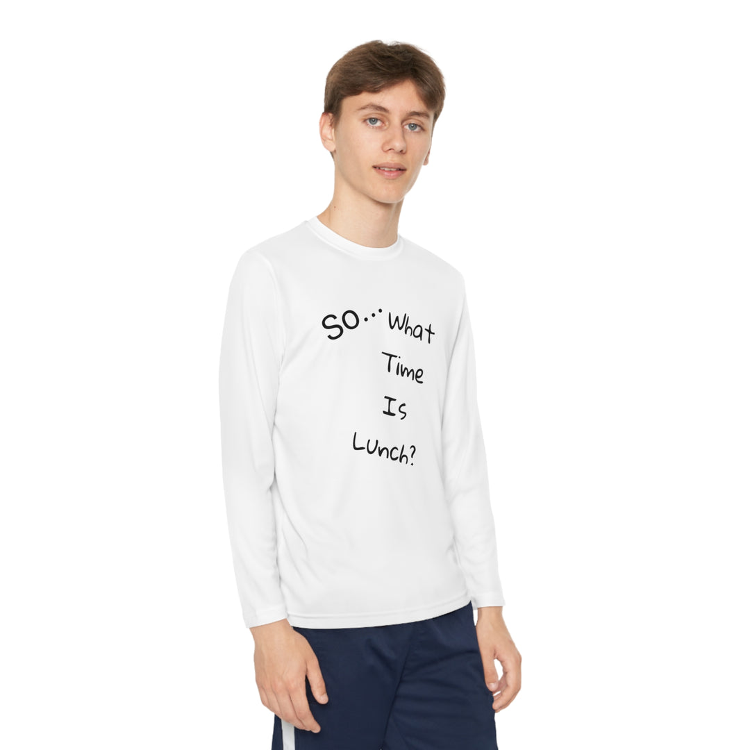 What time is lunch? Youth Long Sleeve Competitor Tee