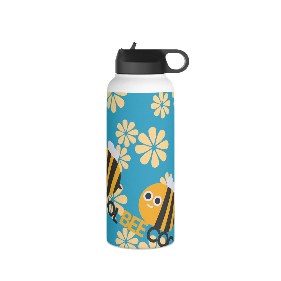Bee Cool with Yellow Flowers Stainless Steel Water Bottle, Standard Lid