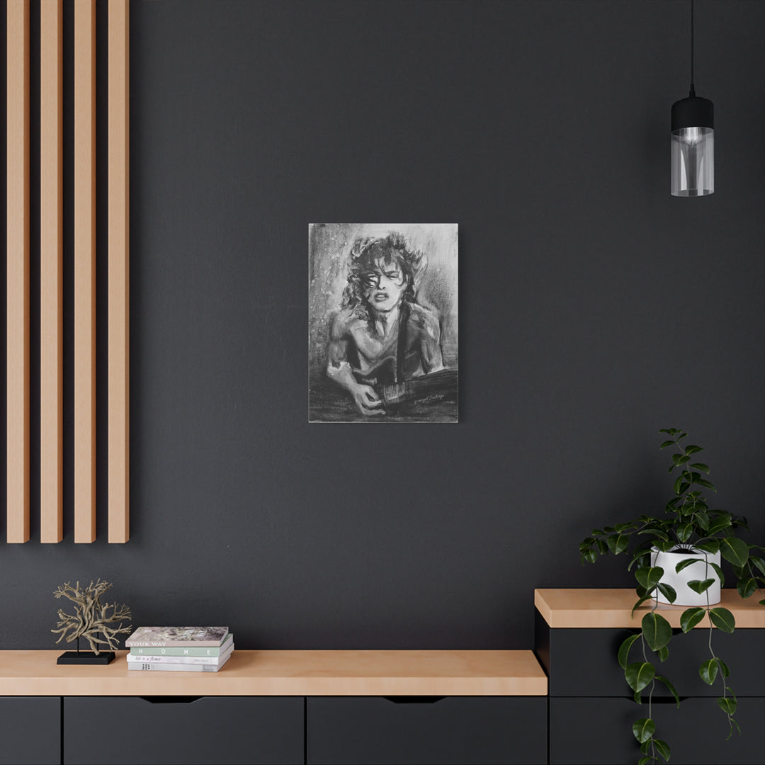 Angus Young, B&W  Rock and Roll Series Matte Canvas, Stretched, 1.25"
