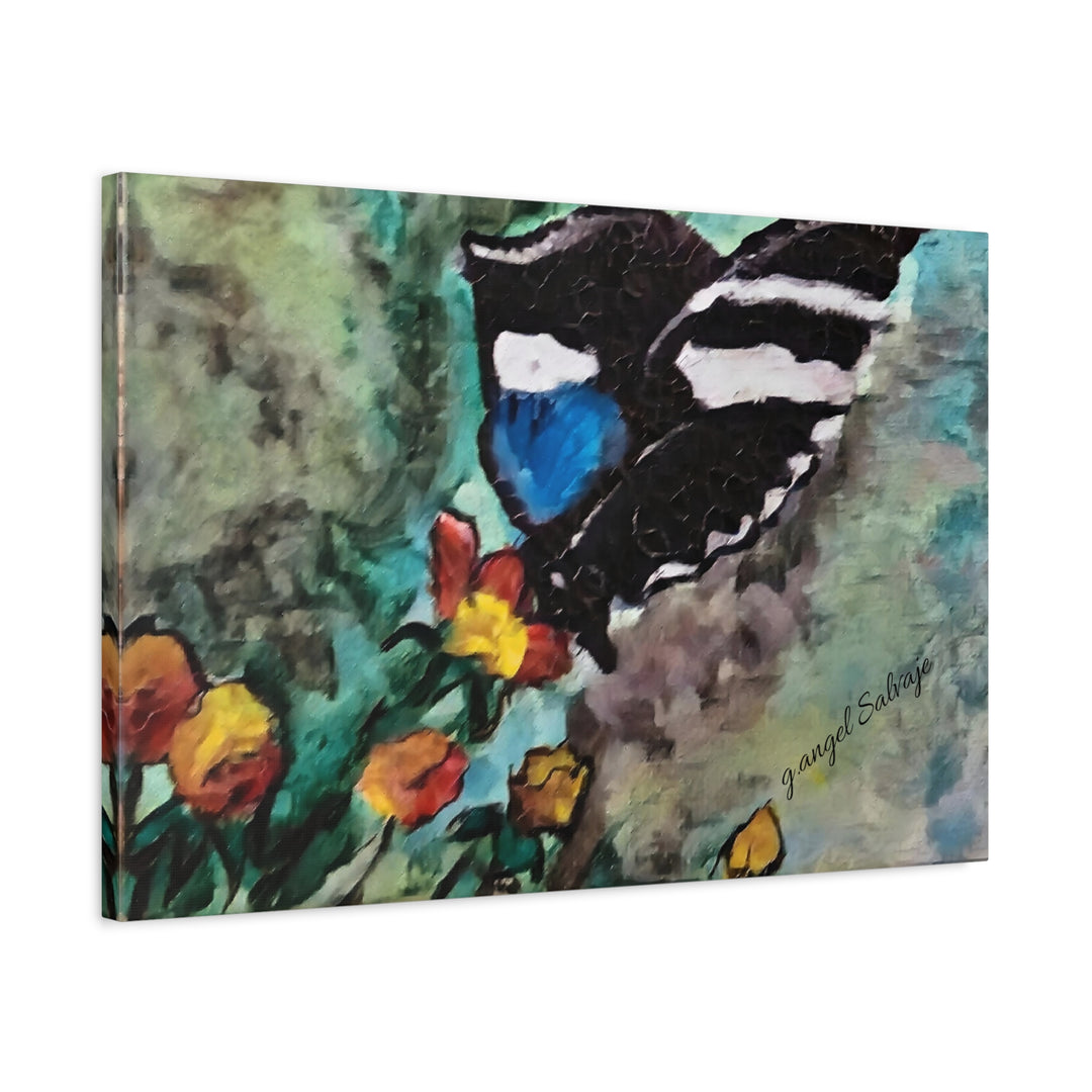 Canvas Print - Swallowtail Butterfly and Flower Painting by G Angel Salvaje