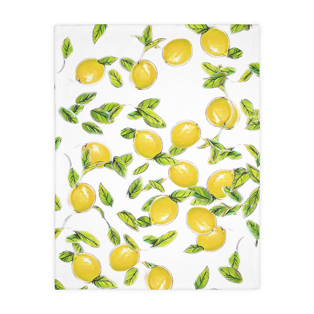 Lemon Velveteen Minky Blanket (Two-sided print)