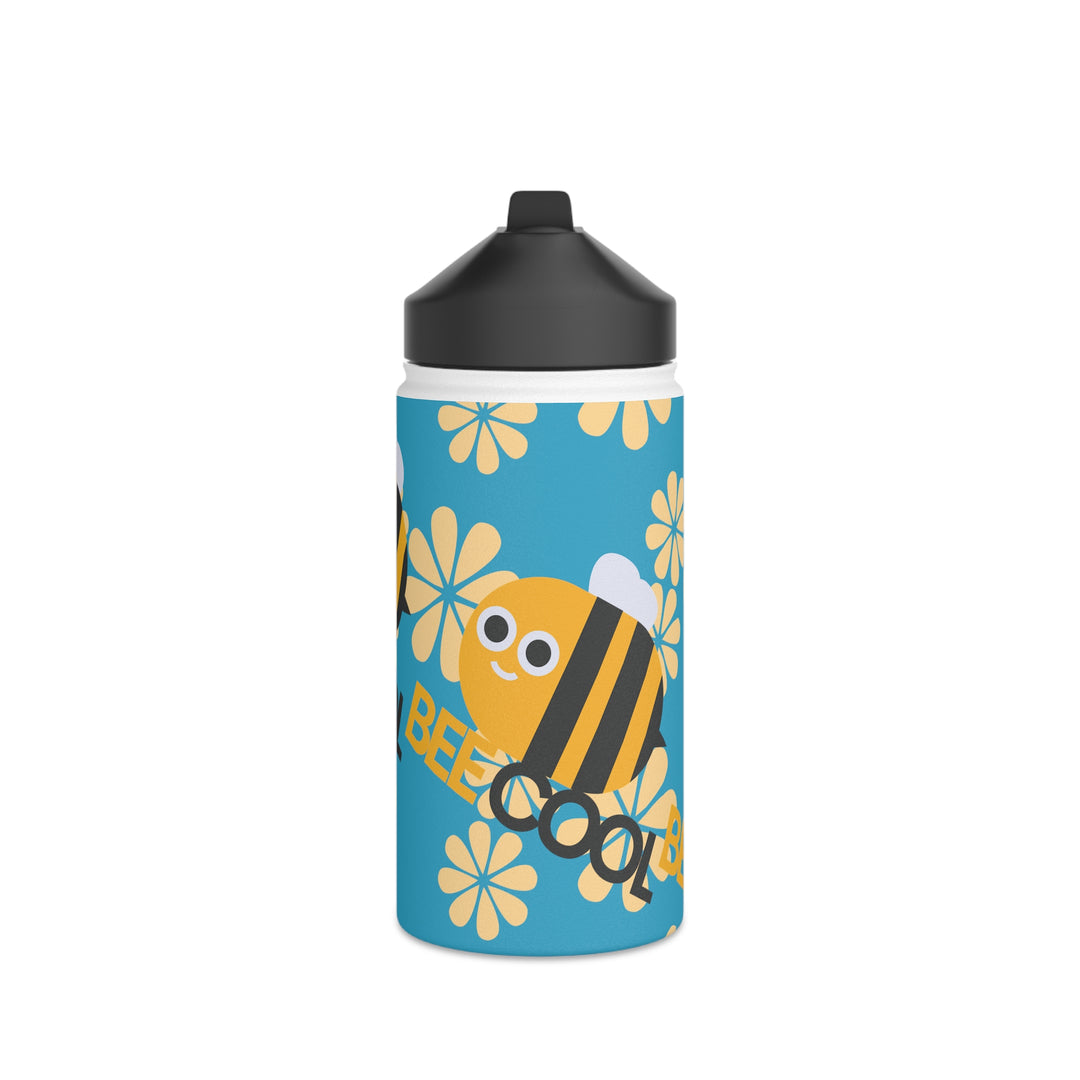 Bee Cool with Yellow Flowers Stainless Steel Water Bottle, Standard Lid