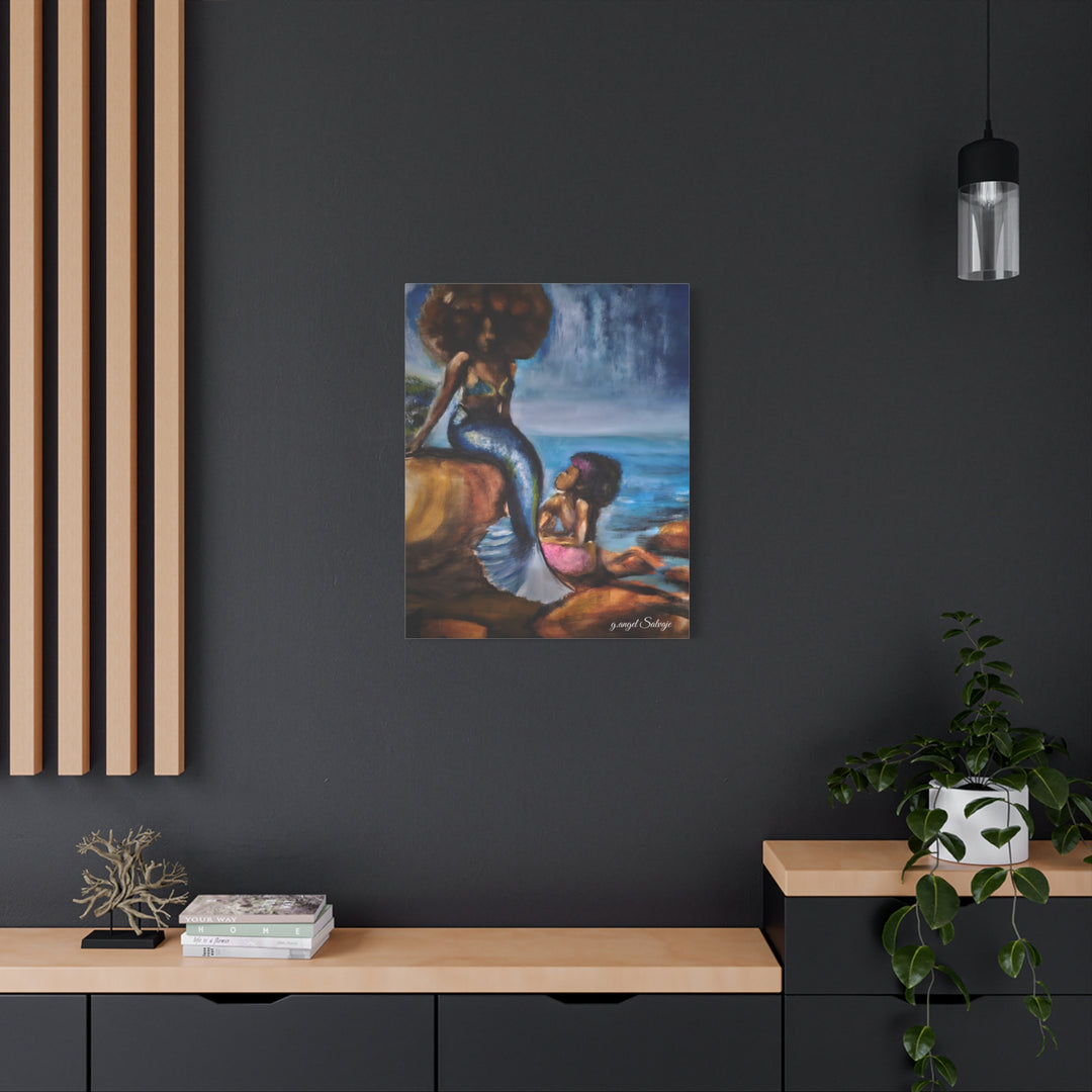 Canvas Print - Mermaid and Child Seaside Art