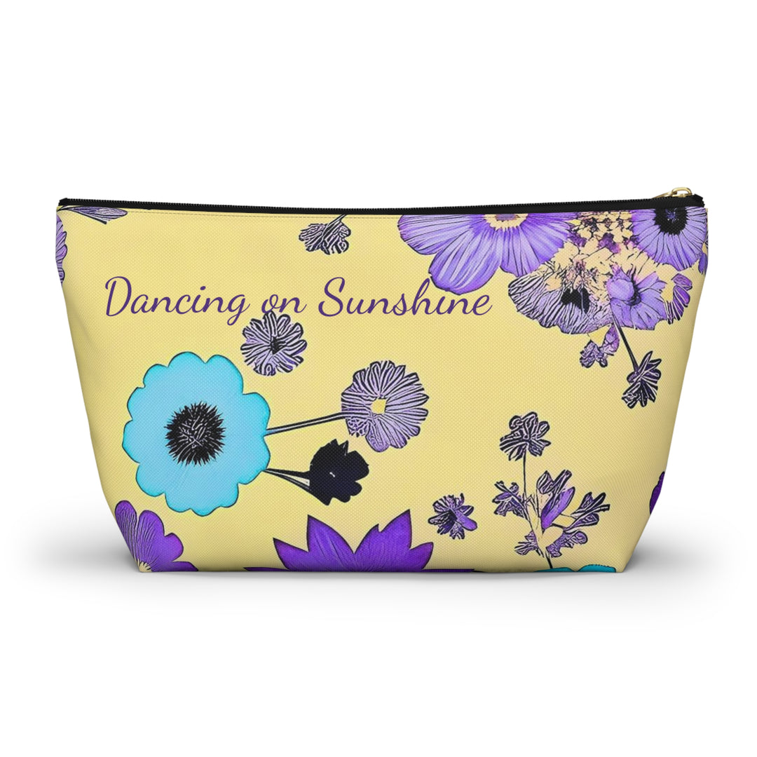 Purple Flowers Dancing on Sunshine Accessory Pouch w T-bottom