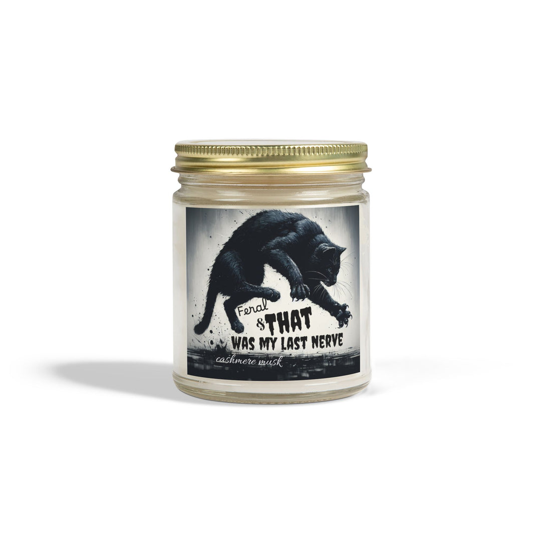 Scented Candle - Cashmere Musk Feral Cat Pouncing Design