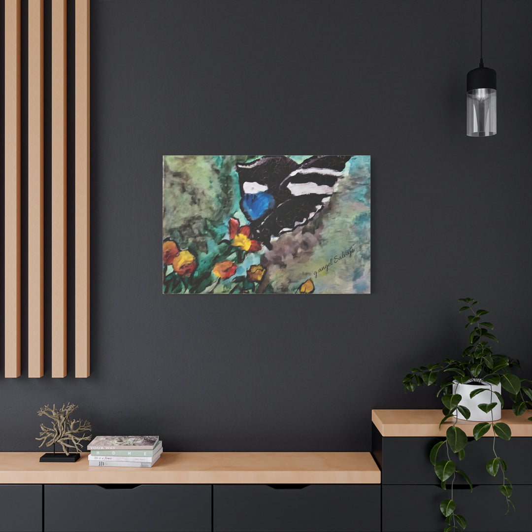 Canvas Print - Swallowtail Butterfly and Flower Painting by G Angel Salvaje