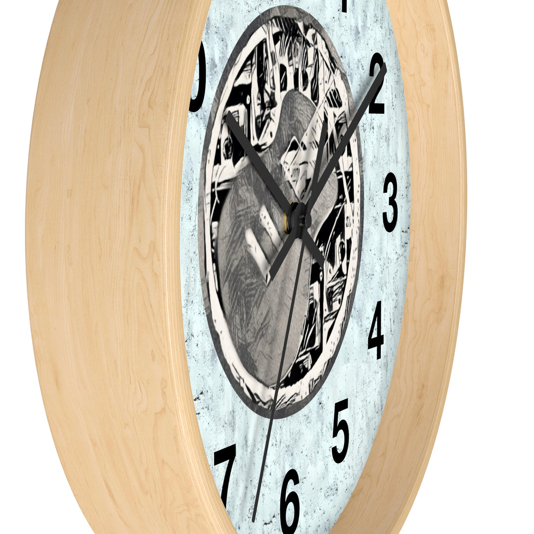 Grey Little Sketchy Guitar onTextured Blue Wall Clock