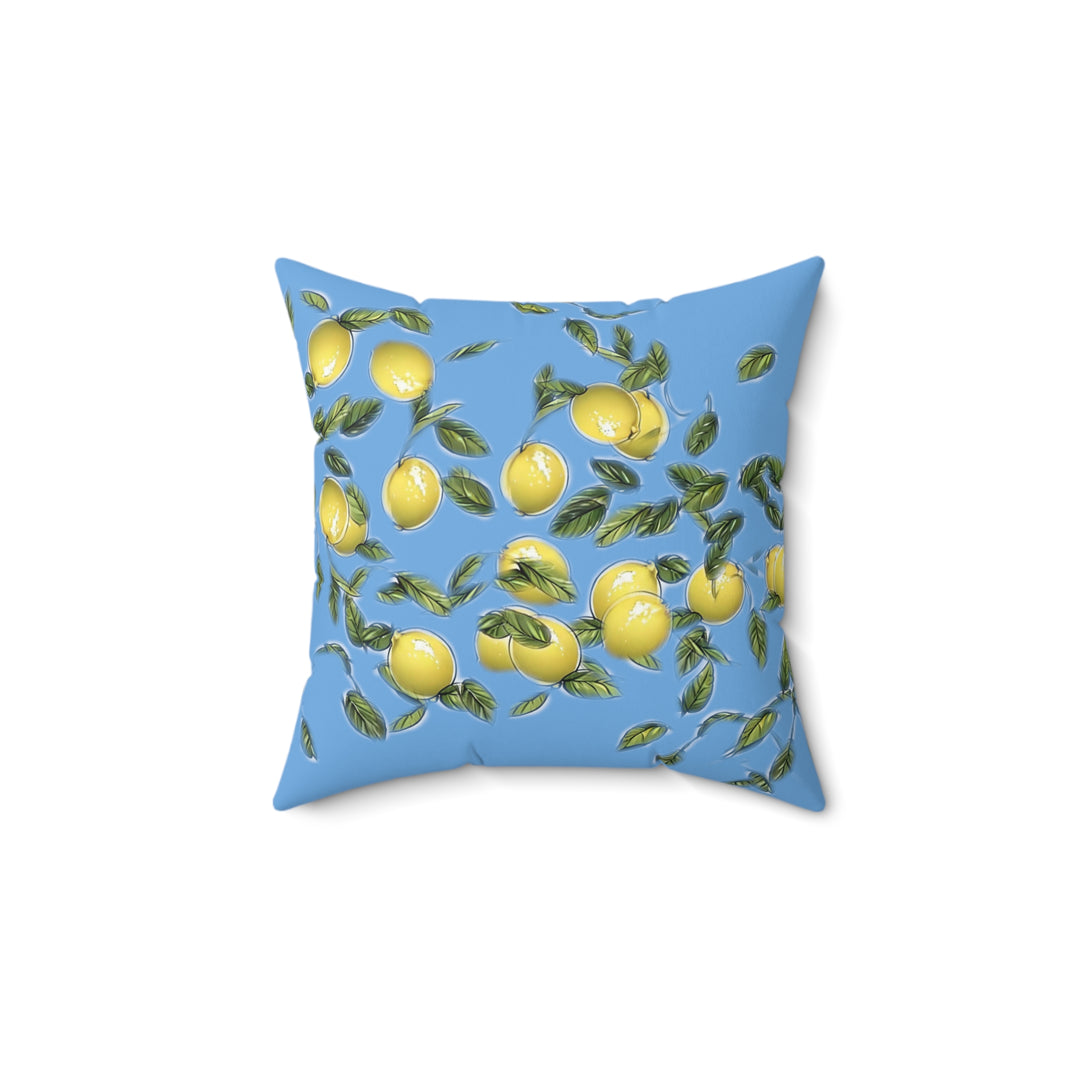 Bunches of Lemons on blue Faux Suede Square Pillow