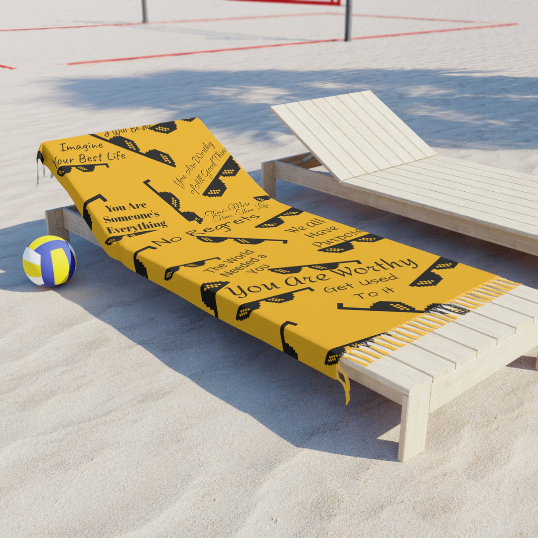 Yellow Affirmations and Sunglasses Beach Cloth
