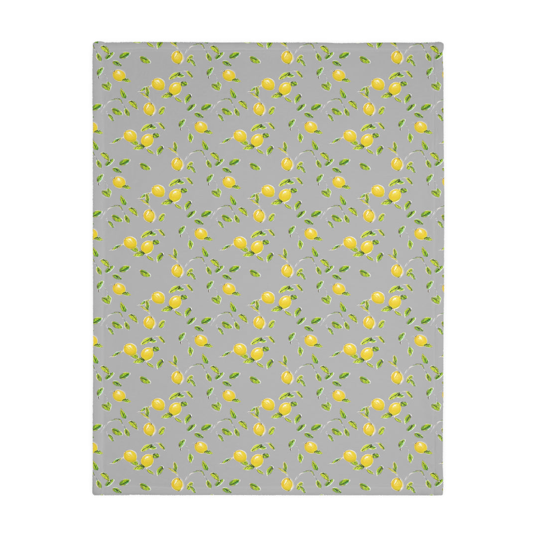 Grey Lemon Velveteen Minky Blanket (Two-sided print)