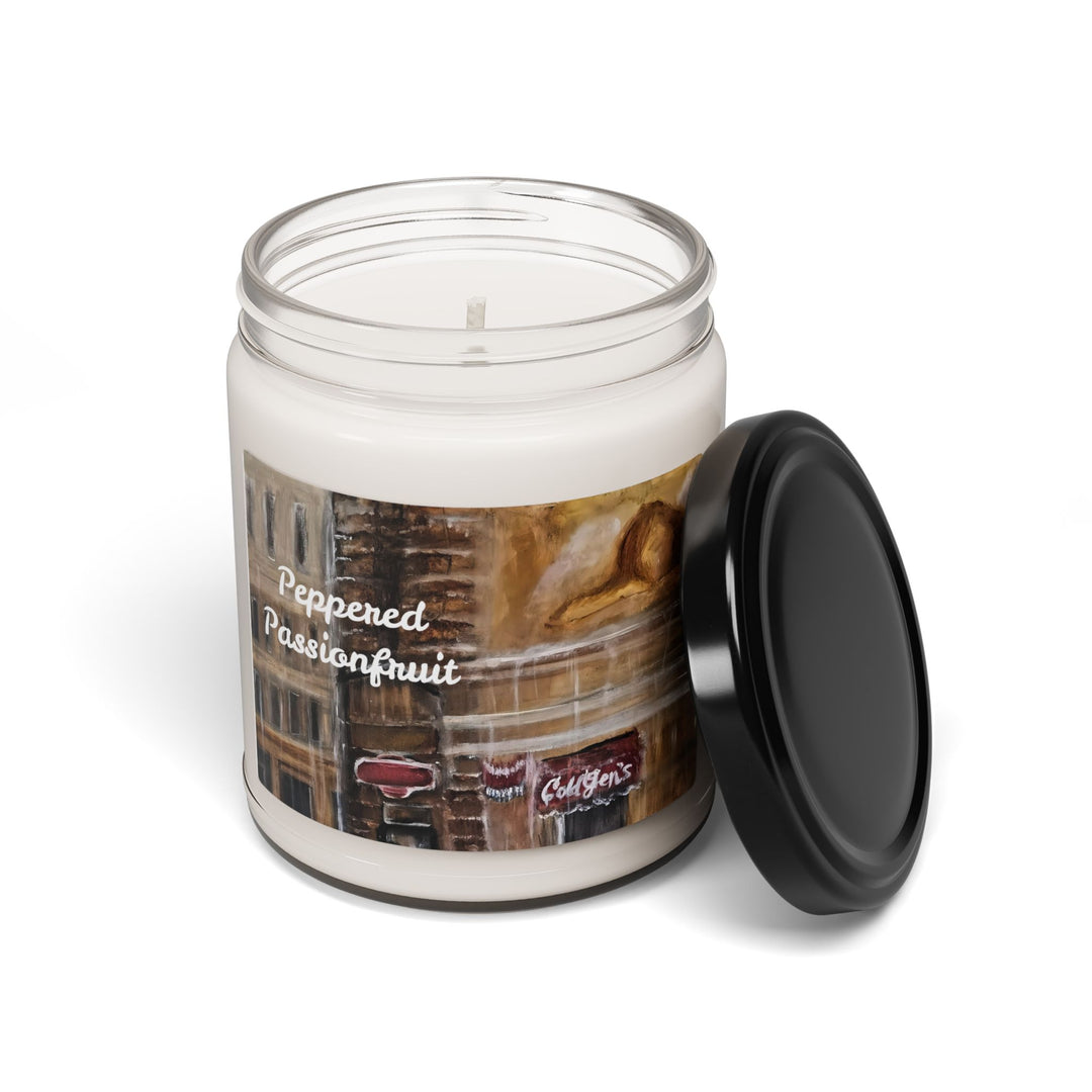 Cozy Peppered Passionfruit Scented Soy Candle,  9oz ,soy, Tears of Intercession artwork label