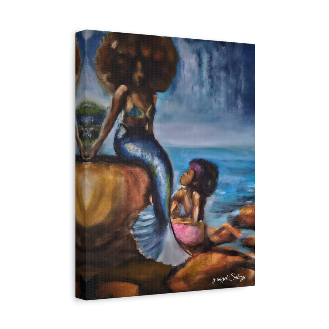 Canvas Print - Mermaid and Child Seaside Art