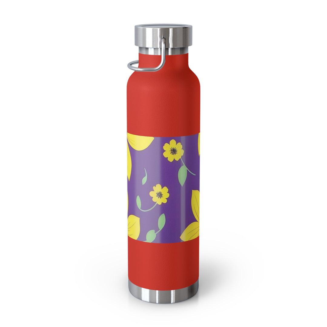 Yellow Floral on Purple, no quotes Copper Vacuum Insulated Bottle, 22oz