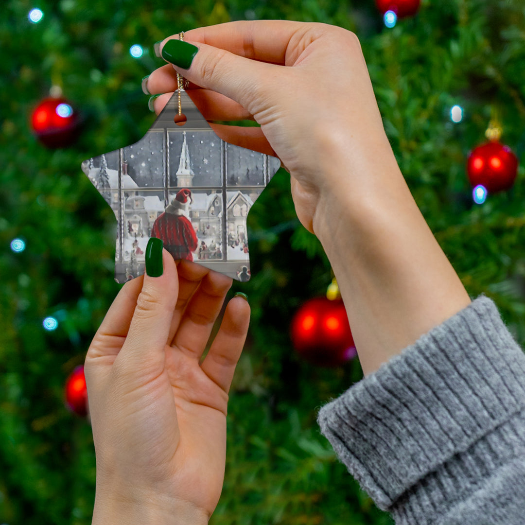 Santa Knows Ceramic Ornament, 4 Shapes